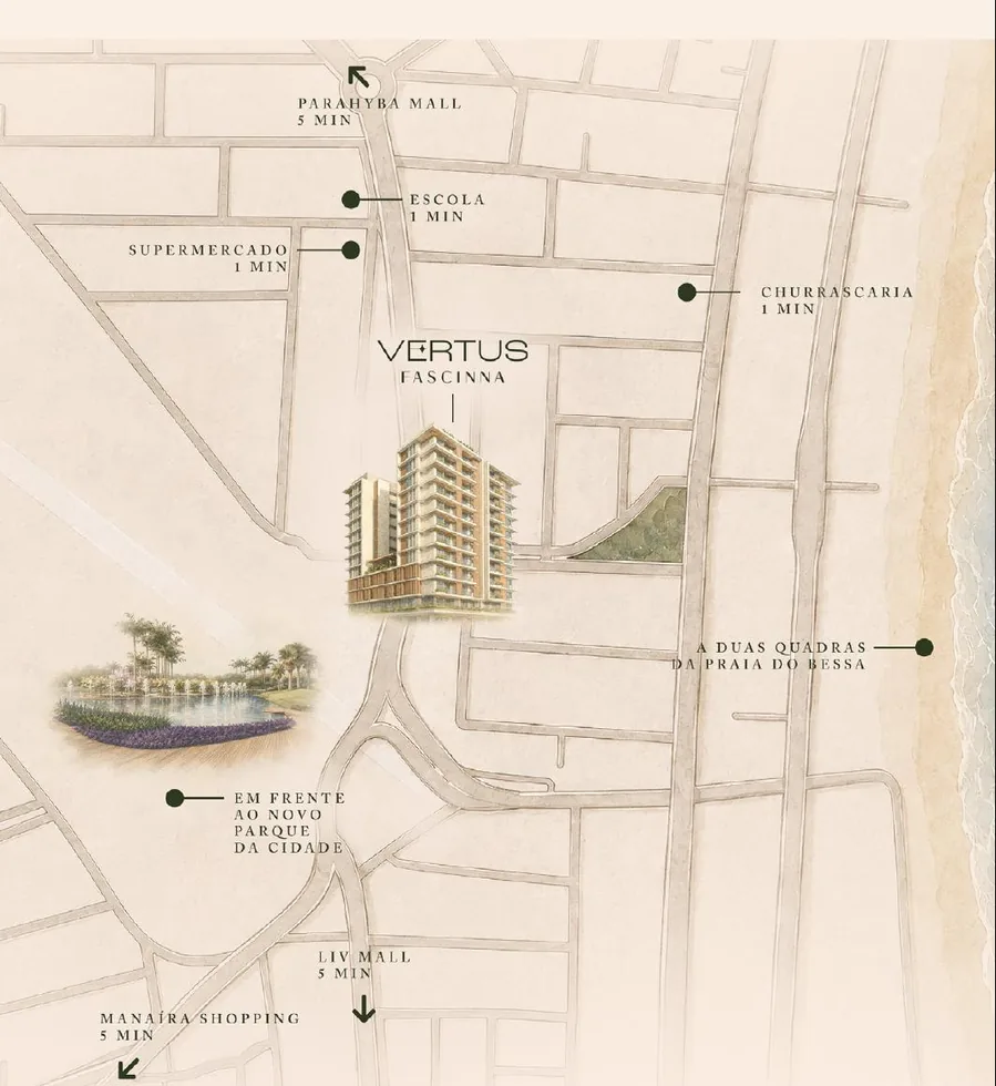 Mapa da região do Vertus Fascinna em João Pessoa